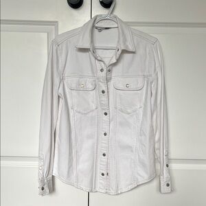 Zara White Denim Button Down Overshirt